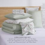 Juego de cama 8 piezas Felicity Jessica Simpson YMF Carpets JSAO001003 floral verde salvia King