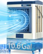 Enfriador de pantano evaporativo Uthfy JH-40BI-217 41 pulgadas 4800 CFM tanque 10.6 galones 3 paquetes de hielo oscilaci