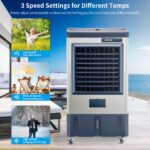 Enfriador de pantano evaporativo Uthfy JH-40BI-217 41 pulgadas 4800 CFM tanque 10.6 galones 3 paquetes de hielo oscilaci