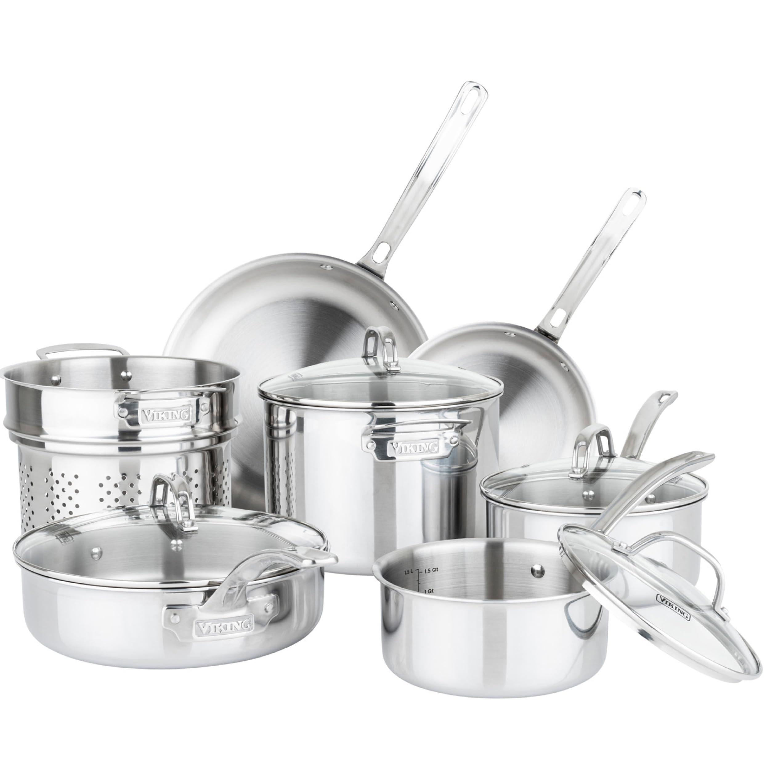 Version 1.0.0 Batería de cocina de acero inoxidable 3 capas 11 piezas Viking ProClad 40011-9991-2C ollas sartenes cacerolas colador ta