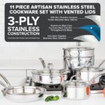 Batería de cocina de acero inoxidable 3 capas 11 piezas Viking ProClad 40011-9991-2C ollas sartenes cacerolas colador ta