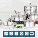 Batería de cocina de acero inoxidable 3 capas 11 piezas Viking ProClad 40011-9991-2C ollas sartenes cacerolas colador ta