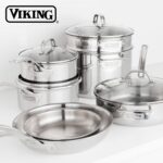Batería de cocina de acero inoxidable 3 capas 11 piezas Viking ProClad 40011-9991-2C ollas sartenes cacerolas colador ta