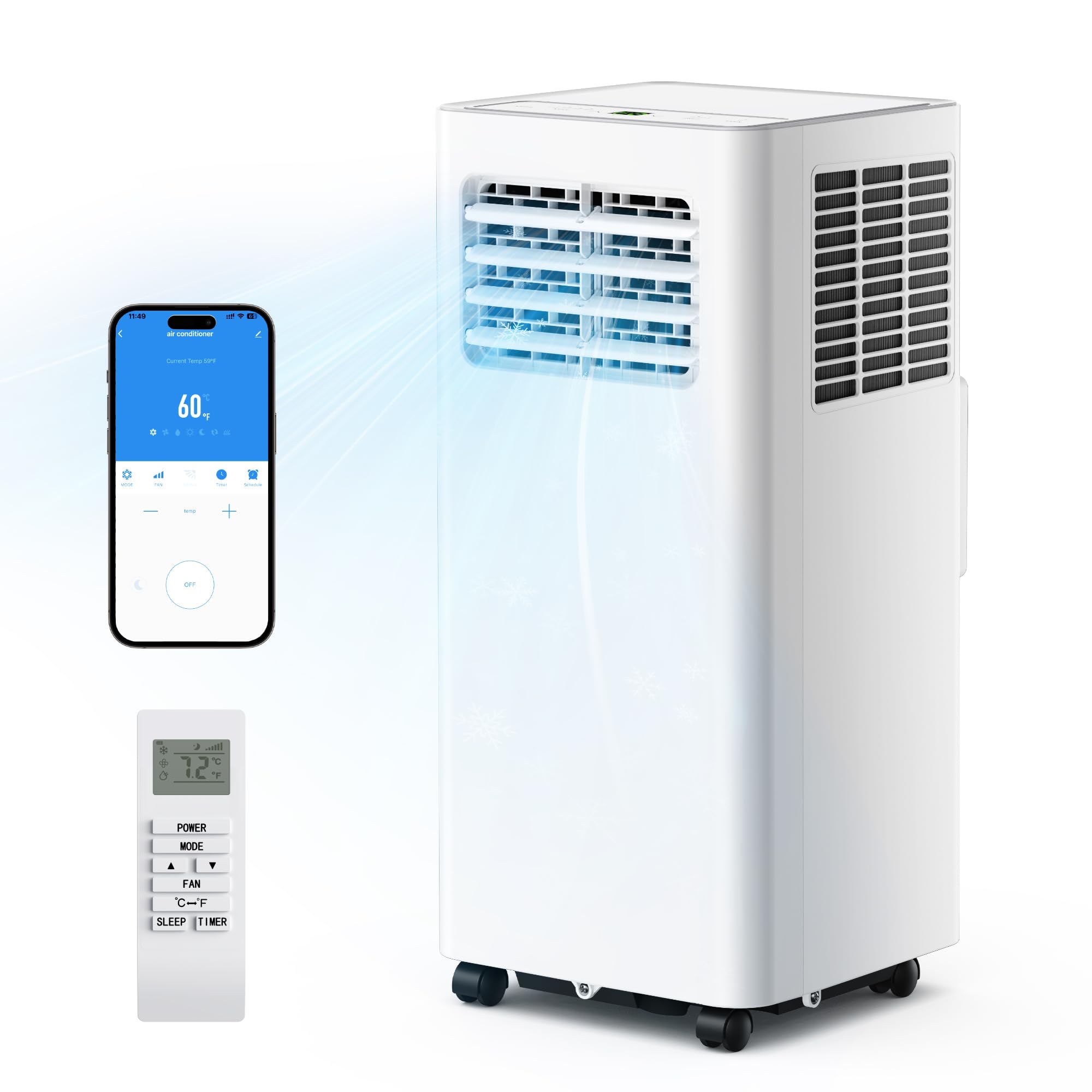 Version 1.0.0 Aire acondicionado portátil EUHOMY PAC017-14K 14000 BTU refrigeración calor deshumidificador ventilador 500 CFM para esp