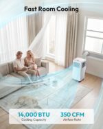 Aire acondicionado portátil EUHOMY PAC017-14K 14000 BTU refrigeración calor deshumidificador ventilador 500 CFM para esp