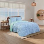 Colcha reversible Southern Tide Eldora WestPoint Home 1C53230 Full Queen percal de algodón estampado tropical azul Oeko-