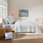 Colcha matelassé algodón Tideline WestPoint Home 1C53282 Full Queen blanco lino tejido ticking reversible todas las esta