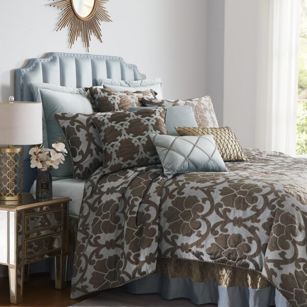 Juego de edredón King Austin Horn Classics Oxford OXFORD 3PC KG COMF SET azul gris 3 piezas 108 x 95 pulgadas respaldo a