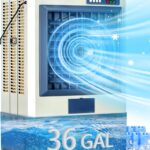 Enfriador de aire evaporativo Uthfy HY-60AI-0225 8979 CFM 58 pulgadas tanque 36 galones 5 cajas de hielo oscilacion 120
