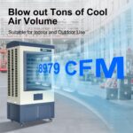 Enfriador de aire evaporativo Uthfy HY-60AI-0225 8979 CFM 58 pulgadas tanque 36 galones 5 cajas de hielo oscilacion 120