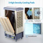 Enfriador de aire evaporativo Uthfy HY-60AI-0225 8979 CFM 58 pulgadas tanque 36 galones 5 cajas de hielo oscilacion 120