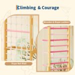 GarveeHome Juego de gimnasio 8 en 1 para interiores con tobogán, columpio, barra de mono y red de escalada, marco de esc
