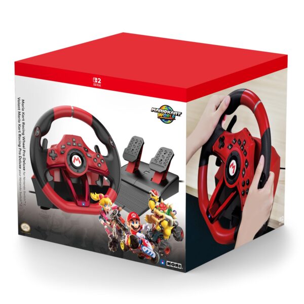 Volante de Carreras con Pedales HORI Mario Kart Pro Deluxe NSX-123U para Nintendo Switch 2 con licencia oficial Nintendo