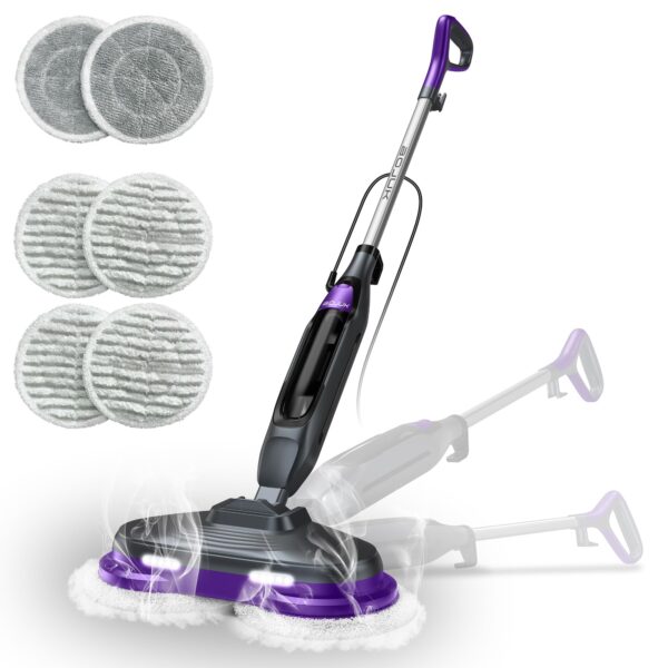Trapeador de Vapor BOJUK F2-01 con Almohadillas Giratorias 230 RPM 4 Modos Faros LED 6 Almohadillas Lavables