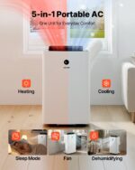 Aire acondicionado portátil y calentador 5 en 1 con panel táctil LED y control remoto VEVOR OL-BA015E-9.5HD 14000 BTU 98