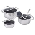 Batería de cocina Henckels Paradigm 1033628 de acero inoxidable antiadherente de cerámica de tres capas 6 piezas con hor