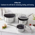 Batería de cocina Henckels Paradigm 1033628 de acero inoxidable antiadherente de cerámica de tres capas 6 piezas con hor