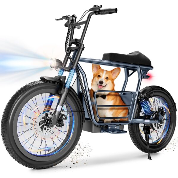 Caroma Electric Scooter for Adults with Seat Peak 1000W, 20" All-Terrain Fat Tire Electric Bike,Dual Shock Absorbing, 25