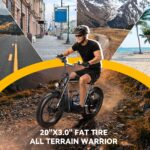 Caroma Electric Scooter for Adults with Seat Peak 1000W, 20" All-Terrain Fat Tire Electric Bike,Dual Shock Absorbing, 25