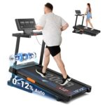Cinta de correr plegable THERUN con inclinacion 0-15% motor 3.0HP velocidad 0.5-9.0 MPH sensores de pulso pantalla LED