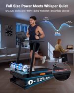 Cinta de correr plegable THERUN con inclinacion 0-15% motor 3.0HP velocidad 0.5-9.0 MPH sensores de pulso pantalla LED