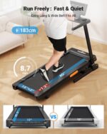 Cinta de correr plegable THERUN con inclinacion 0-15% motor 3.0HP velocidad 0.5-9.0 MPH sensores de pulso pantalla LED