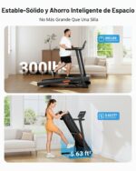 Cinta de correr plegable THERUN con inclinacion 0-15% motor 3.0HP velocidad 0.5-9.0 MPH sensores de pulso pantalla LED