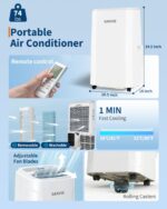 Aire acondicionado portátil Garvee PHK_37EGDNDG 14000 BTU con control remoto y pantalla LCD deshumidificador ventilador