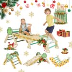 CABIHOME Juguetes de escalada plegables 7 en 1 para interiores, juego de triángulos plegables, parque infantil de madera