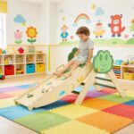 CABIHOME Juguetes de escalada plegables 7 en 1 para interiores, juego de triángulos plegables, parque infantil de madera