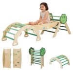 CABIHOME Juguetes de escalada plegables 7 en 1 para interiores, juego de triángulos plegables, parque infantil de madera