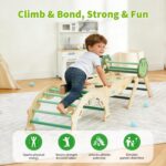 CABIHOME Juguetes de escalada plegables 7 en 1 para interiores, juego de triángulos plegables, parque infantil de madera