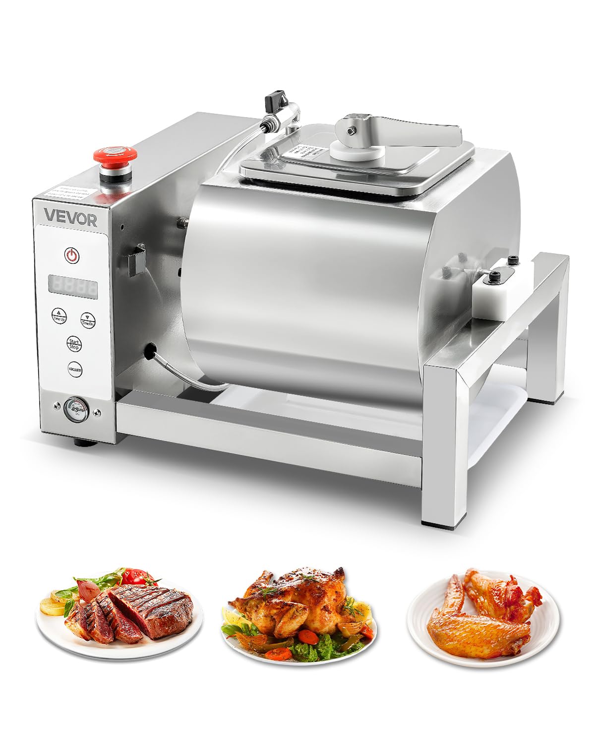 Version 1.0.0 VEVOR Marinador de vaso de carne, máquina de marinar en vaso al vacío de 10 litros con rotación bidireccional automática