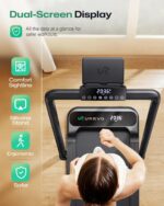 Caminadora Inteligente UREVO URTM036 Plegable 3 en 1 con Inclinación Automática 9% 6 Programas HIIT 2 Pantallas para Hog