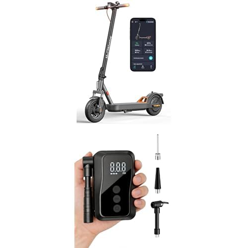 Patinete eléctrico para adultos con suspensión, neumáticos de 10 pulgadas, motor de 350 W, alcance de 19 millas de largo