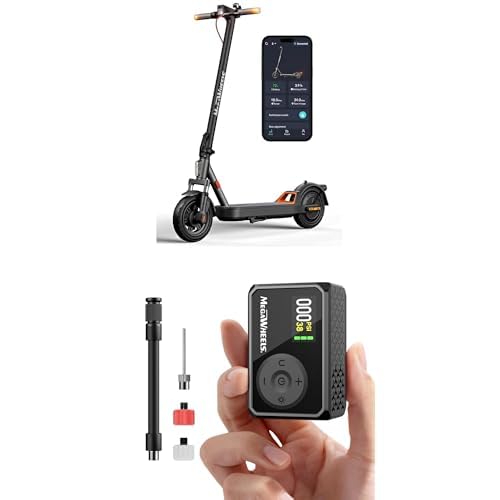 Scooter eléctrico 600W con suspensión y llantas 10 pulgadas control inteligente app incluye mini bomba de aire para bici
