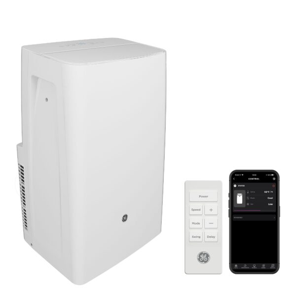 Aire acondicionado portátil inteligente GE Appliances APHS07WWF 7000 BTU 3 en 1 deshumidificador ventilador evaporación