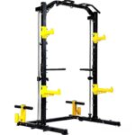 Fitvids Smith Machine Power Cage - Soporte de ejercicio ajustable multifunción con ganchos en J y otros accesorios, múlt