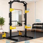 Fitvids Smith Machine Power Cage - Soporte de ejercicio ajustable multifunción con ganchos en J y otros accesorios, múlt