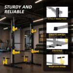 Fitvids Smith Machine Power Cage - Soporte de ejercicio ajustable multifunción con ganchos en J y otros accesorios, múlt