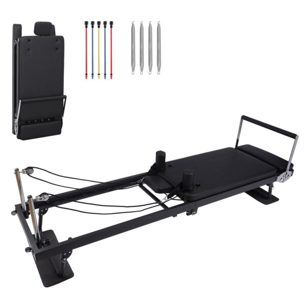Máquina reformadora de pilates plegable rosa para gimnasio en casa, equipo de entrenamiento profesional con resortes de