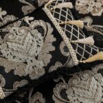 Juego de edredón jacquard de lujo 9 piezas TOPLUXE Loom and Mill LM-Municy-Queen Queen damasco europeo negro con fundas