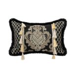 Juego de edredón jacquard de lujo 9 piezas TOPLUXE Loom and Mill LM-Municy-Queen Queen damasco europeo negro con fundas