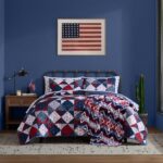 Juego de edredón king Revman International Wrangler A0013168 microfibra suave retazos reversibles diseño americano azul