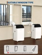Aire Acondicionado Portátil Garvee 14000 BTU 3 en 1 Frío Deshumidificador Ventilador con Control Remoto y Kit de Ventana