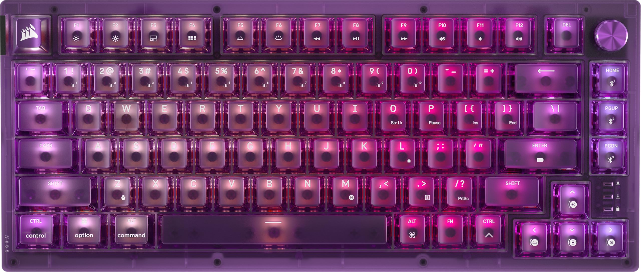 Version 1.0.0 Teclado Mecánico Inalámbrico Corsair K65 Plus 75% CH-91D421E-NA interruptores lineales MLX Red v2 RGB amortiguación dobl