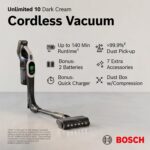 Aspiradora inalámbrica Bosch Unlimited 10 BXS1042GUC 2 baterías 140 min cargador rápido tubo flexible filtro HEPA 7 acce