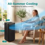 Aire acondicionado portátil SereneLife SLPAC182B.5 8000 BTU deshumidificador ventilador 800W bajo consumo con ruedas y c