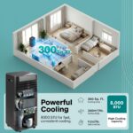 Aire acondicionado portátil SereneLife SLPAC182B.5 8000 BTU deshumidificador ventilador 800W bajo consumo con ruedas y c