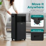 Aire acondicionado portátil SereneLife SLPAC182B.5 8000 BTU deshumidificador ventilador 800W bajo consumo con ruedas y c